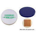 4 1/2" Cobalt Blue Round Coaster with Cork Backing